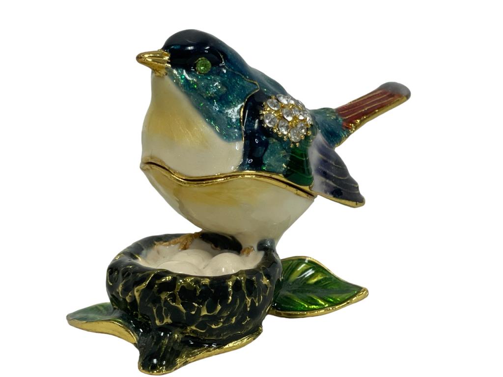 JAY STRONGWATER STYLE ENAMEL BIRD TRINKET BOX 2" (1 of 6)