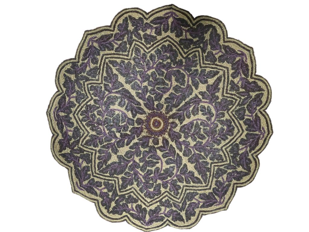 VINTAGE BEADED TABLE CENTERPIECE MAT 23.5": VINTAGE BEADED TABLE CENTERPIECE MAT-23.5" DIAMETER APPROX-PRE OWNED CONDITION, MINOR WEAR-DP21523