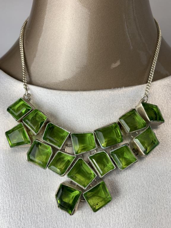 STERLING SILVER &CCITRINE COLORED CRYSTAL NECKLACE (1 of 1)