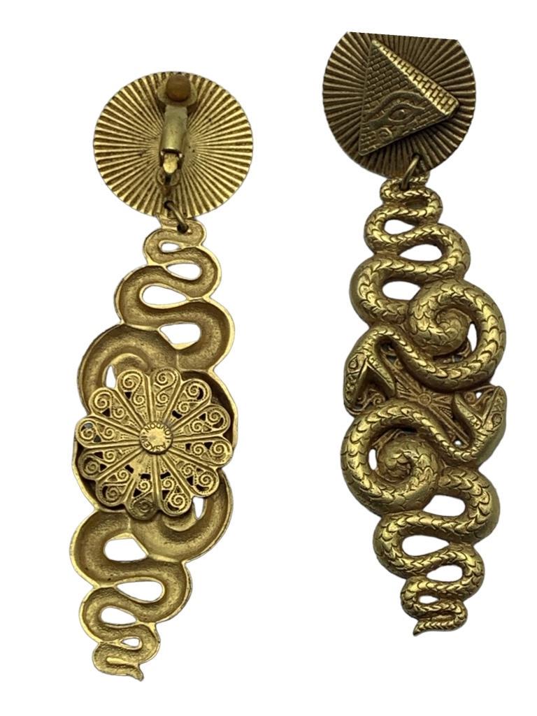 KENNETH J. LANE STYLE GOLD SNAKE EARRINGS 3.5" (1 of 2)