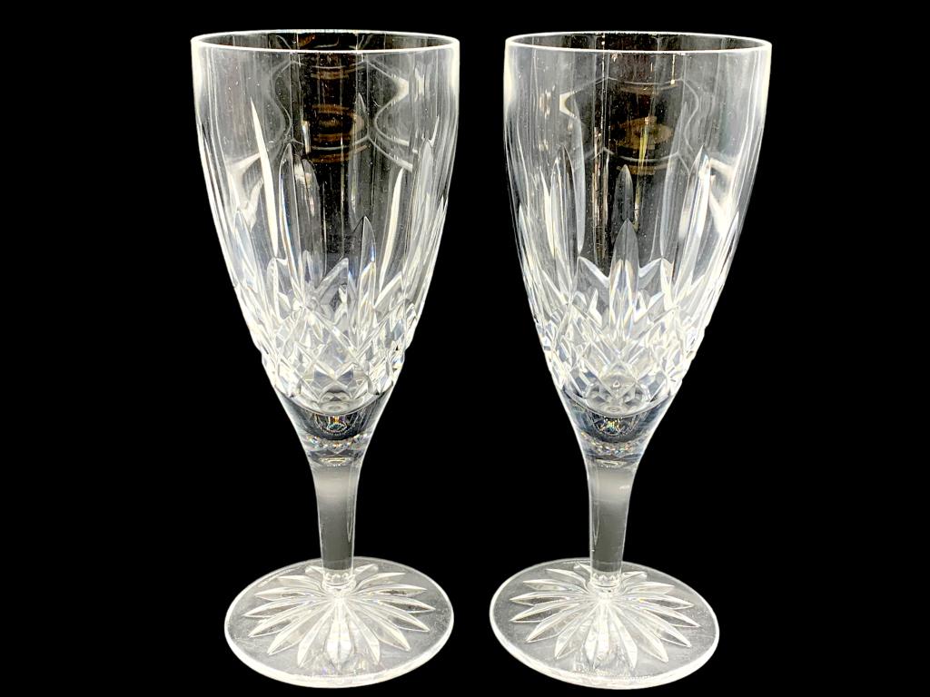 WATERFORD CRYSTAL LISMORE WINE GLASSES (2): -WATERFORD CRYSTAL LISMORE WINE GLASSES (2) -SIZE: 8.25" X 3" JR RL BTQ 02/15