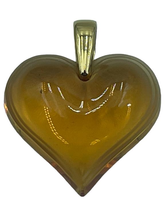 LALIQUE AMBER HEART CRYSTAL PENDANT (1 of 3)