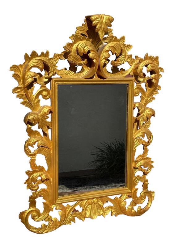 VINTAGE ITALIAN ROCOCO GOLD GILT WOOD MIRROR 44.5" (1 of 7)