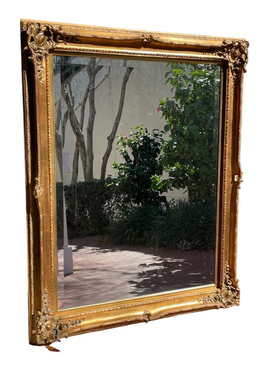 LARGE VINTAGE GOLD GILT WALL HANGING MIRROR 58.5" (1 of 5)