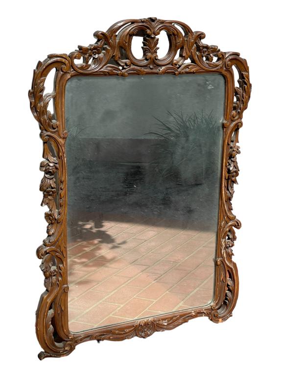 CARVED WOOD WALL HANGING MIRROR 41" (1 of 7)