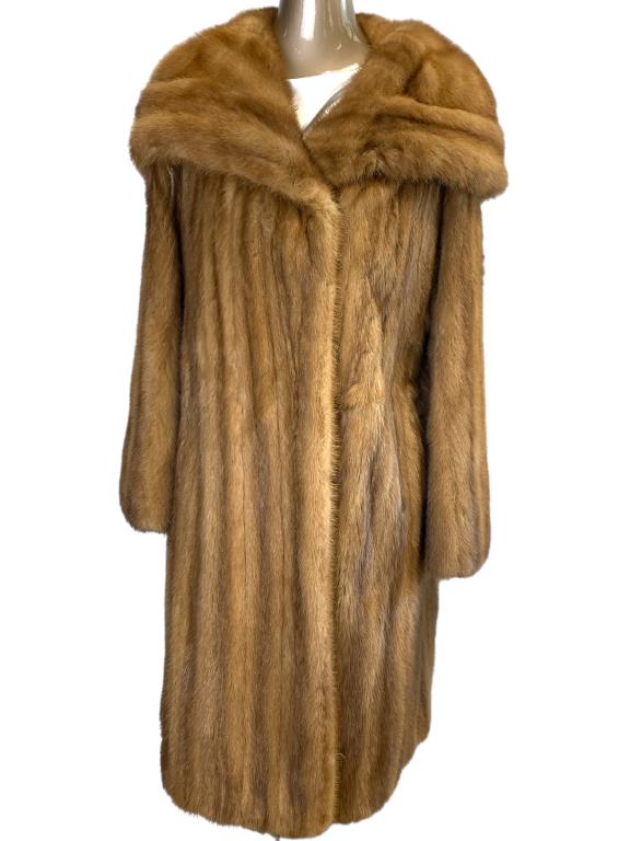 VTG NAT BEINHORN COGNAC BROWN MINK FUR COAT SZ M (1 of 3)