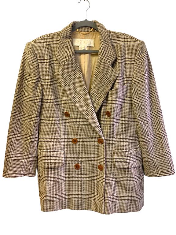 VTG ESCADA HOUNDSTOOTH DOUBLE BREAST BLAZER SZ 42: -VTG ESCADA HOUNDSTOOTH DOUBLE BREAST BLAZER -SIZE 42 JR 02/23