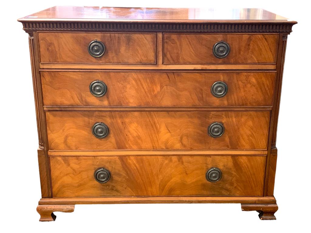VTG BROWN WOOD CHEST OF DRAWERS 38.5" (1 of 2)
