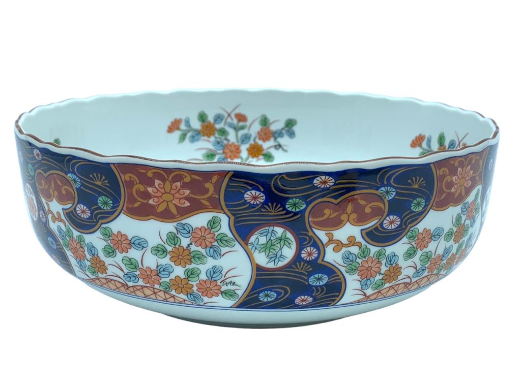 VTG JAPANESE IMARI PORCELAIN SALAD SERVING BOWL (1 of 7)