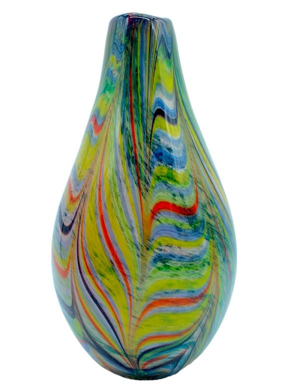 MURANO STYLE MULTI COLOR SWIRL TEARDROP VASE (1 of 4)