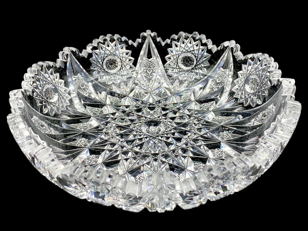 VTG WATERFORD STYLE CUT GLASS CANDY BOWL DISH 9" (1 of 5)