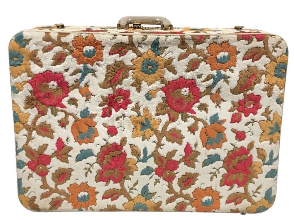 VTG STYLITE FABRIC COVERED HARD SHELL SUITCASE 26" (1 of 3)