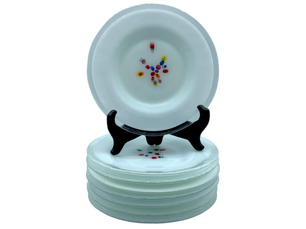 VTG MURANO STYLE ART GLASS SALAD PLATES (8) (1 of 5)