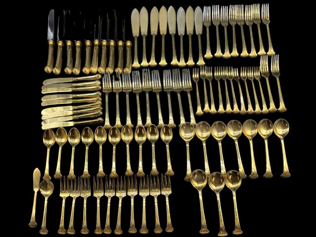VTG 88 PIECE GOLD FLATWARE SET (1 of 9)