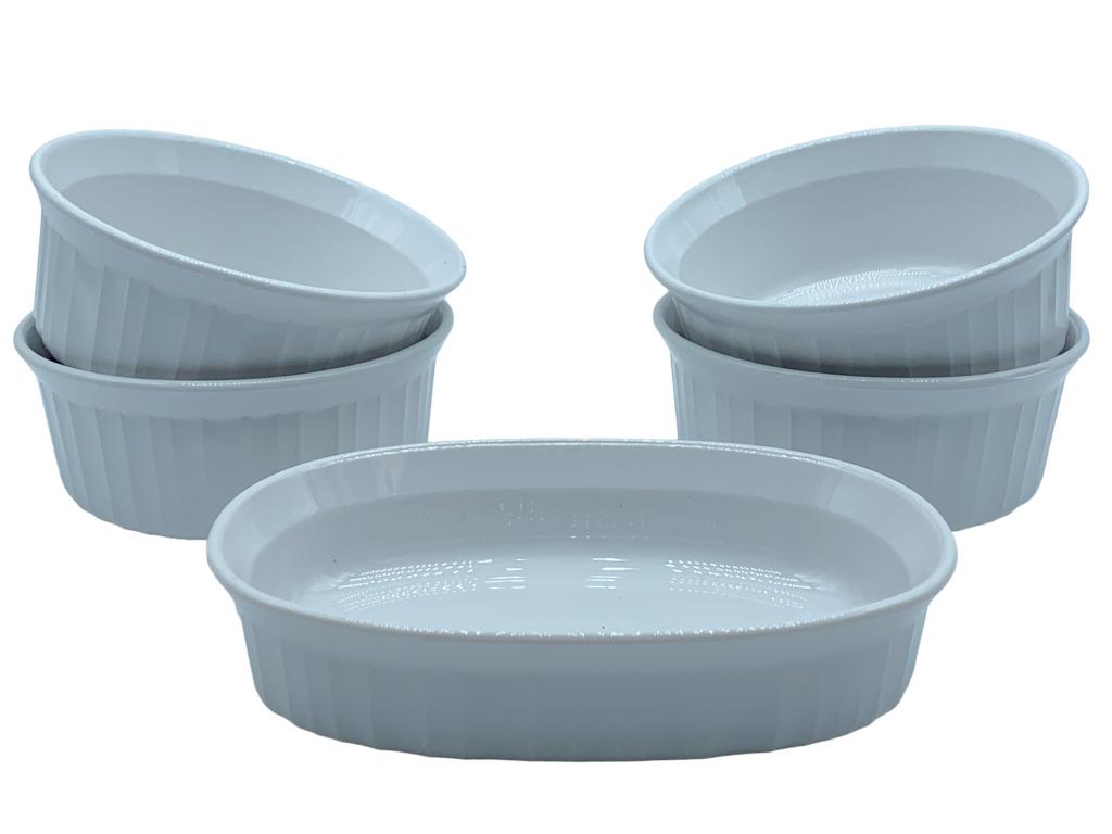 CORNINGWARE RIBBED CASSAROLE DISHES & BOWLS (5) (1 of 4)