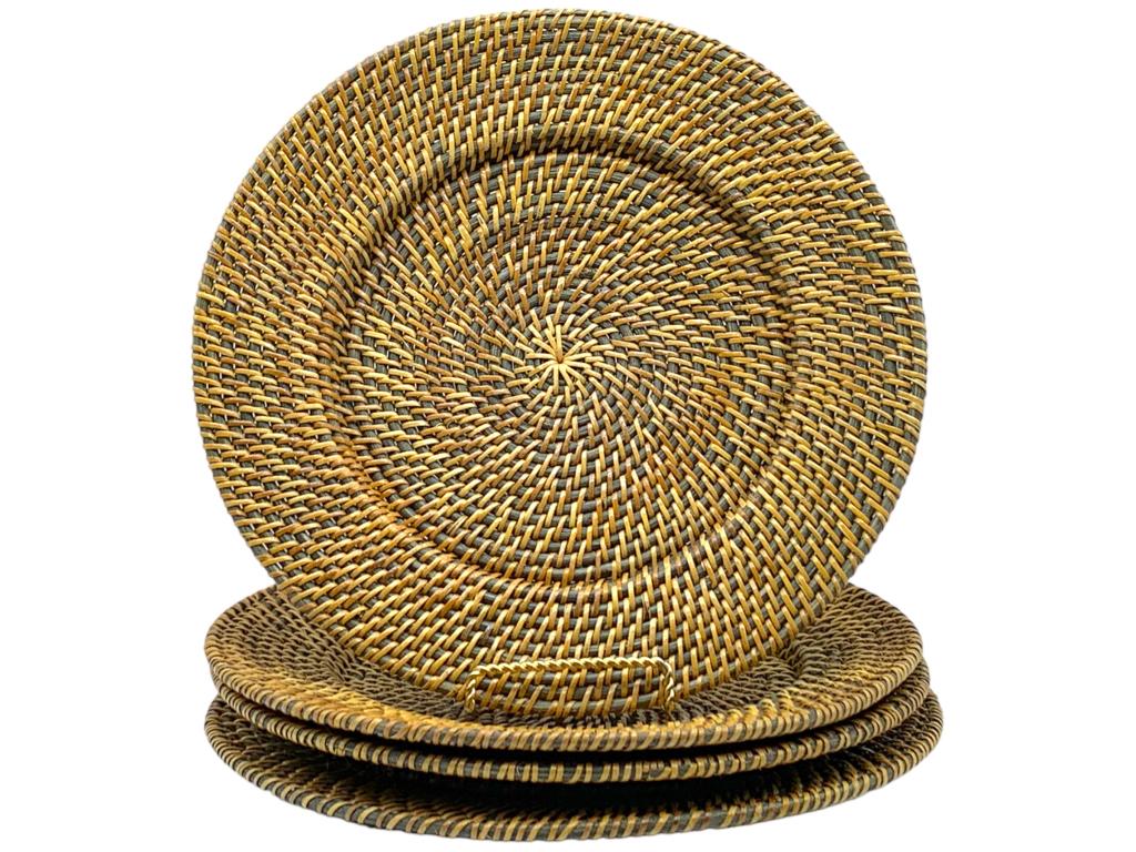 CLASSIC HAND-MADE RATTAN CHARGER PLATES (4): -CLASSIC HAND-MADE RATTAN CHARGER PLATES (4) -Rattan Trivets for Hot Pots and Pans,Rattan Drink Coasters ,Exotic Handmade Artisan teapot Coasters, Creative Gift,-Diameter 7.08 Inch, -Set of 4-JR BTQ 0