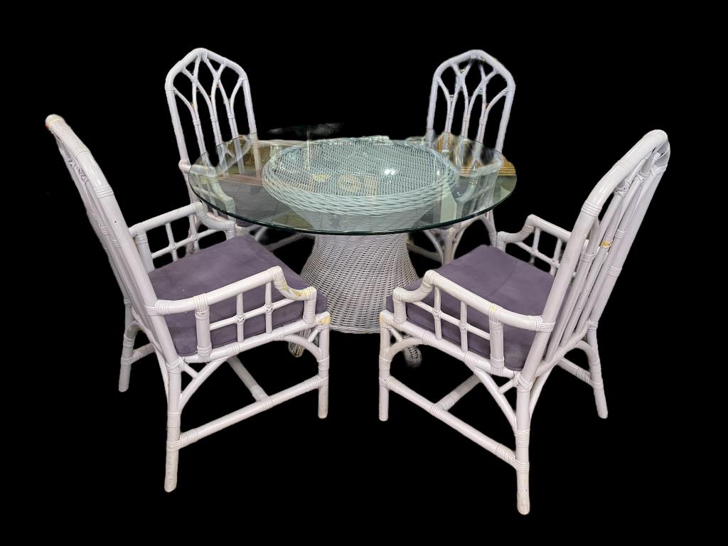 McGUIRE STYLE BAMBOO RATTAN TABLE & CHAIRS SET (1 of 15)