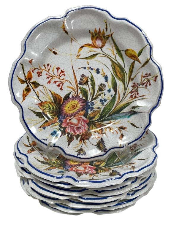 SET OF 8 ACRYLIC FLORAL ITALY PLATES 10.5" (1 of 5)