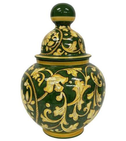 LARGE VINTAGE MEXICAN TALAVERA LIDDED URN 20" (1 of 4)