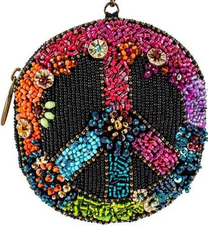NEW MARY FRANCES MAKE PEACE KEY CHAIN COIN PURSE (1 of 3)