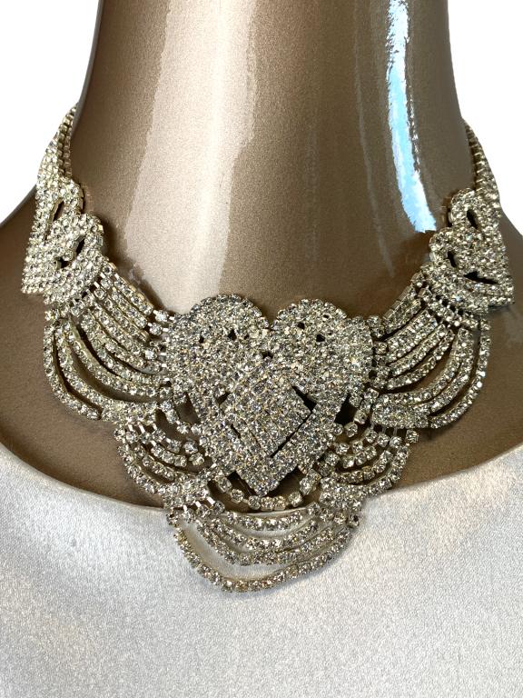 VTGSILVER LACY HEART CRYSTAL NECKLACE (1 of 3)