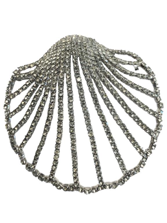 KIRKS FOLLY LARGE CRYSTAL SHELL BROOCH 3.75" (1 of 4)