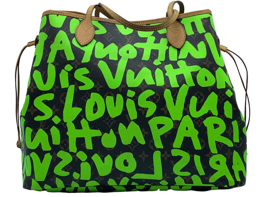 LOUIS VUITTON LTD. ED."STEPHEN SPROUSE " GRAFITTI: LOUIS VUITTON LTD. ED. "STEPHEN SPROUSE GRAFITTI" GM BROWN/GREEN COATED CANVAS AH-3- AAT1241aprox measurements-strap drop 9"-height-13"-length17"