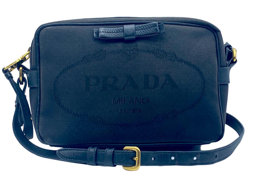 PRADA BLACK CANVAS CAMERA CROSSBODY (1 of 4)