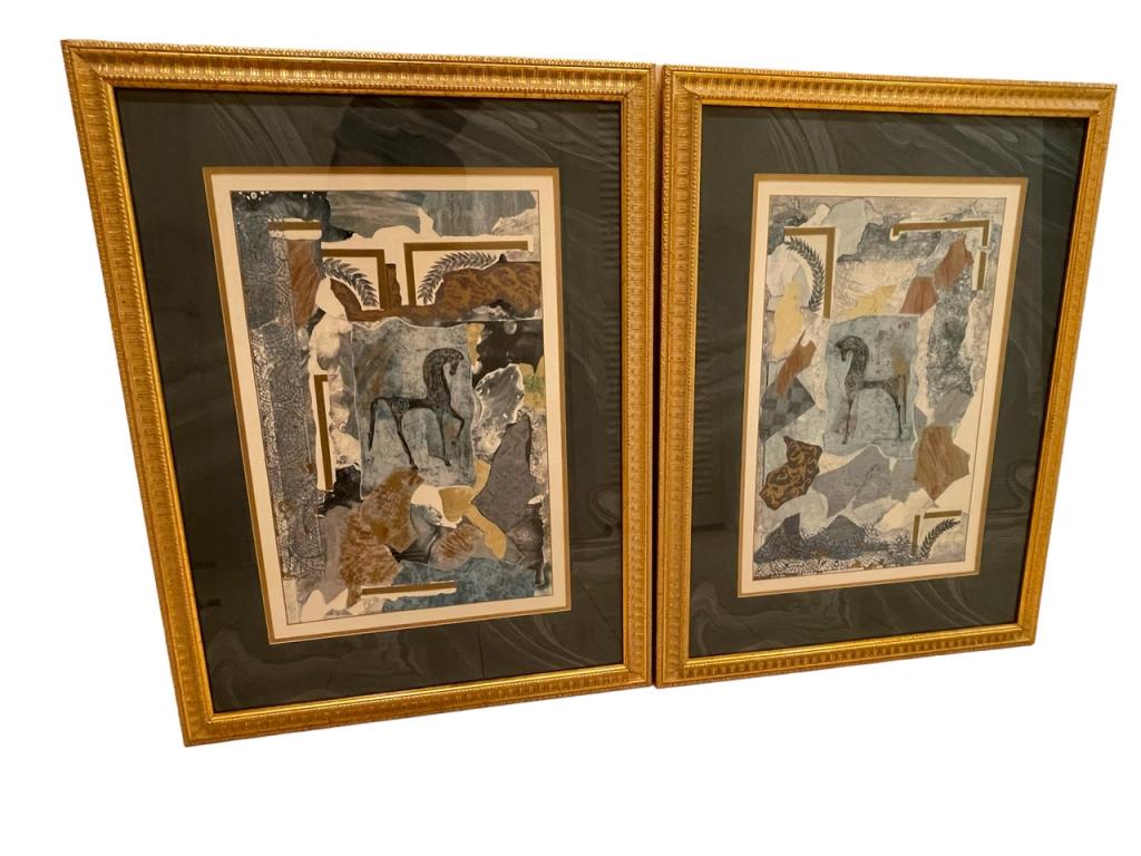 PAIR OF EQUESTRIAN COLLAGE STYLE PRINTS (1 of 4)