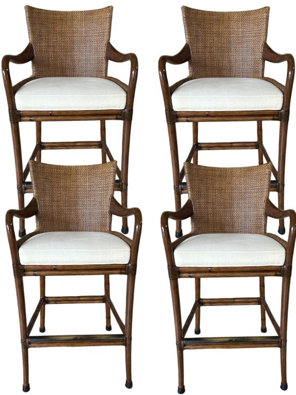 4 ROBB & STUCKY WOVEN RATTAN STYLE BAR STOOLS (1 of 7)