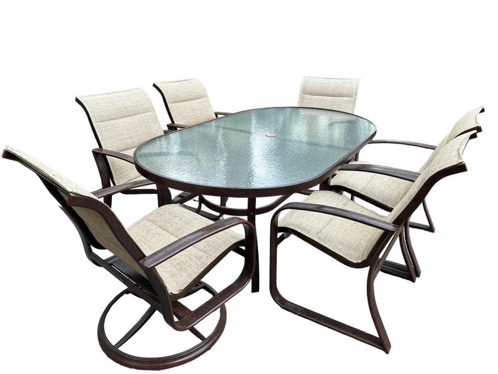 WOODARD OUTDOOR DINING TABLE & CHAIRS SET (1 of 9)