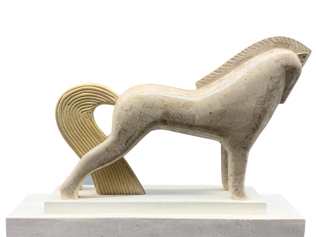 MODERNIST STONE HORSE SCULPTURE (1 of 6)