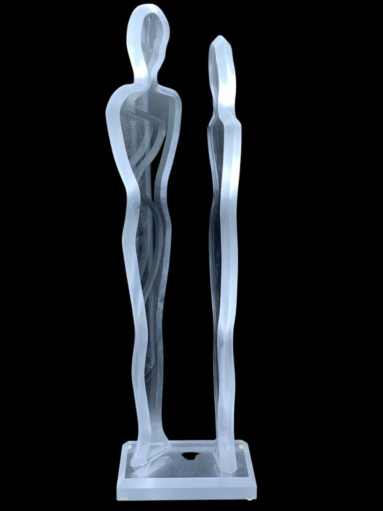 MID CENTURY MODERN MAN & WOMAN LUCITE SCULPTURE 28": MID CENTURY MODERN MAN AND WOMAN LUCITE SCULPTURE -VERY GOOD CONDITION-28"h x 8.5