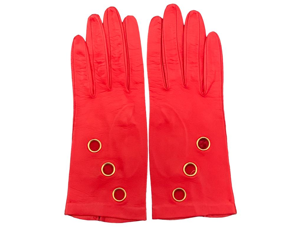 RED LEATHER GLOVES SZ:7 (1 of 2)
