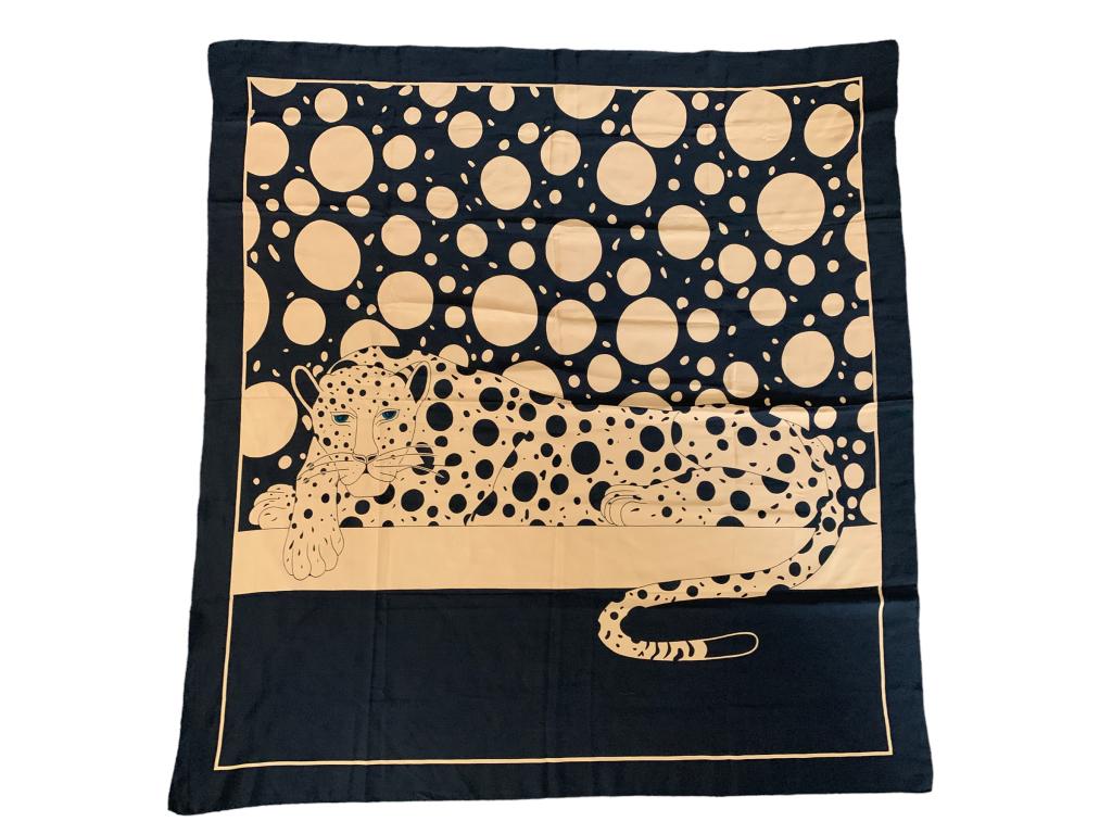 BLACK LEOPARD PRINT SQUARE SCARF 41" (1 of 2)