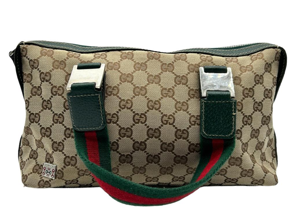 GUCCI WEB MINI BOSTON MONOGRAMMED BAG (1 of 6)