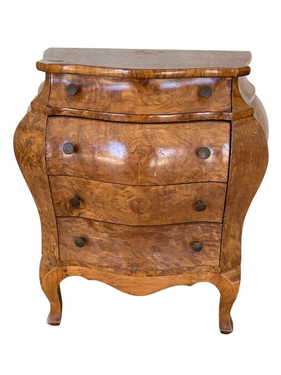 ITALIAN BURLWOOD BOMBE COMMODE JEWELRY CHEST 22" (1 of 7)