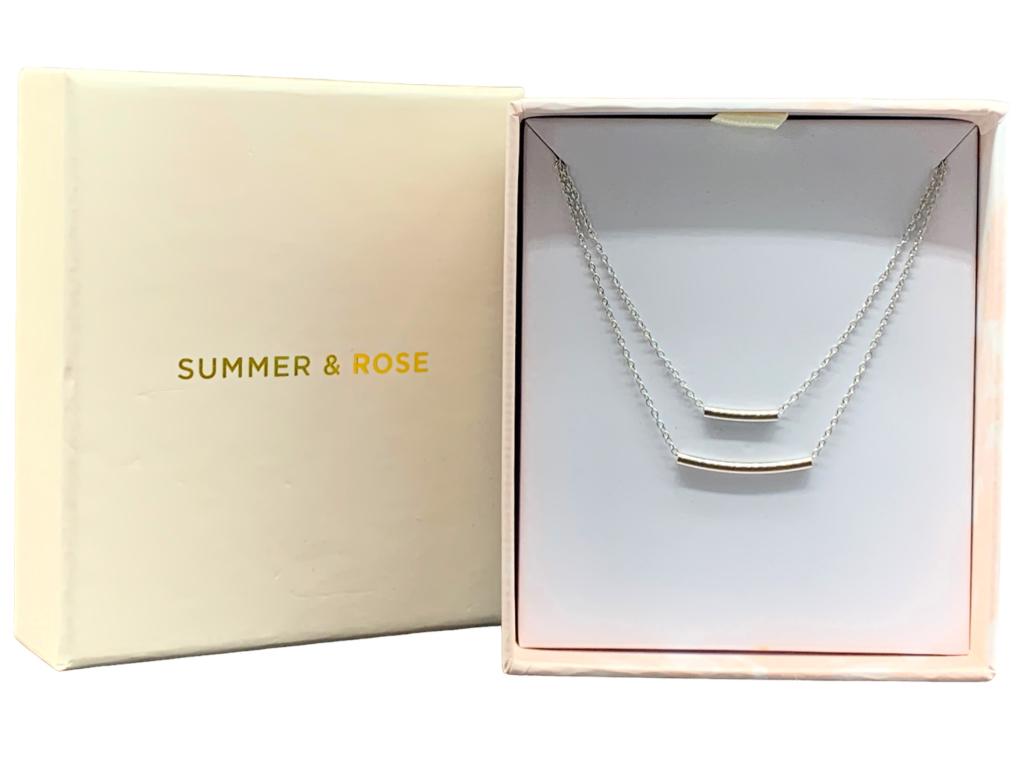 SUMMER & ROSE DOUBLE BAR SILVER NECKLACE (1 of 2)