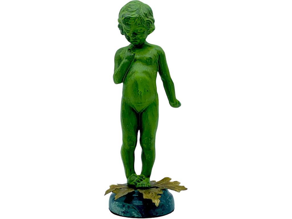 VTG VERDIGRIS BRONZE CHILD STANDING FIGURINE (1 of 4)
