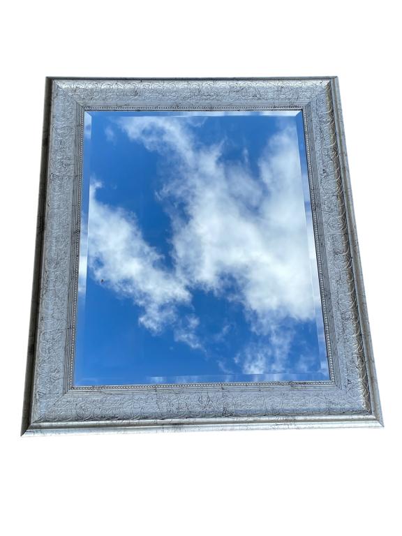 VINTAGE SILVER GILT STYLE RECTANGLE WALL MIRROR (1 of 4)