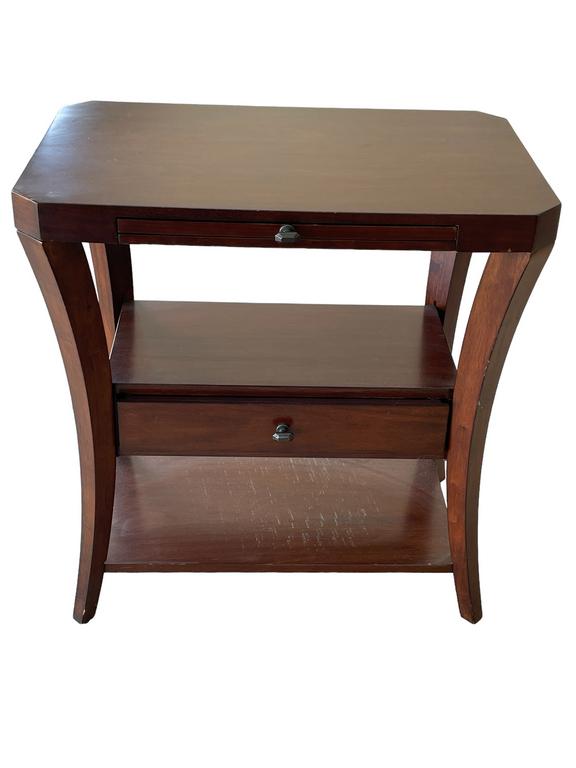HGTV HOME FURNITURE SIDE TABLE 28": HGTV HOME FURNITURE SIDE TABLE WITH PULL OUT WRITING TABLET-29" X 28" X 18" APPROX-PRE OWNED CONDITION MINOR WEAR-DP32323