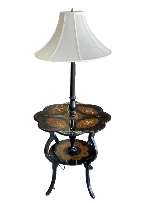 VINTAGE CHINOISERIE FLOOR LAMP WITH TABLE 56" (1 of 7)