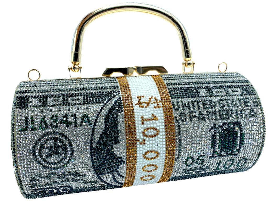 NEW! I GET MONEY RHINESTONE CLUTCH  HANDBAG (1 of 3)
