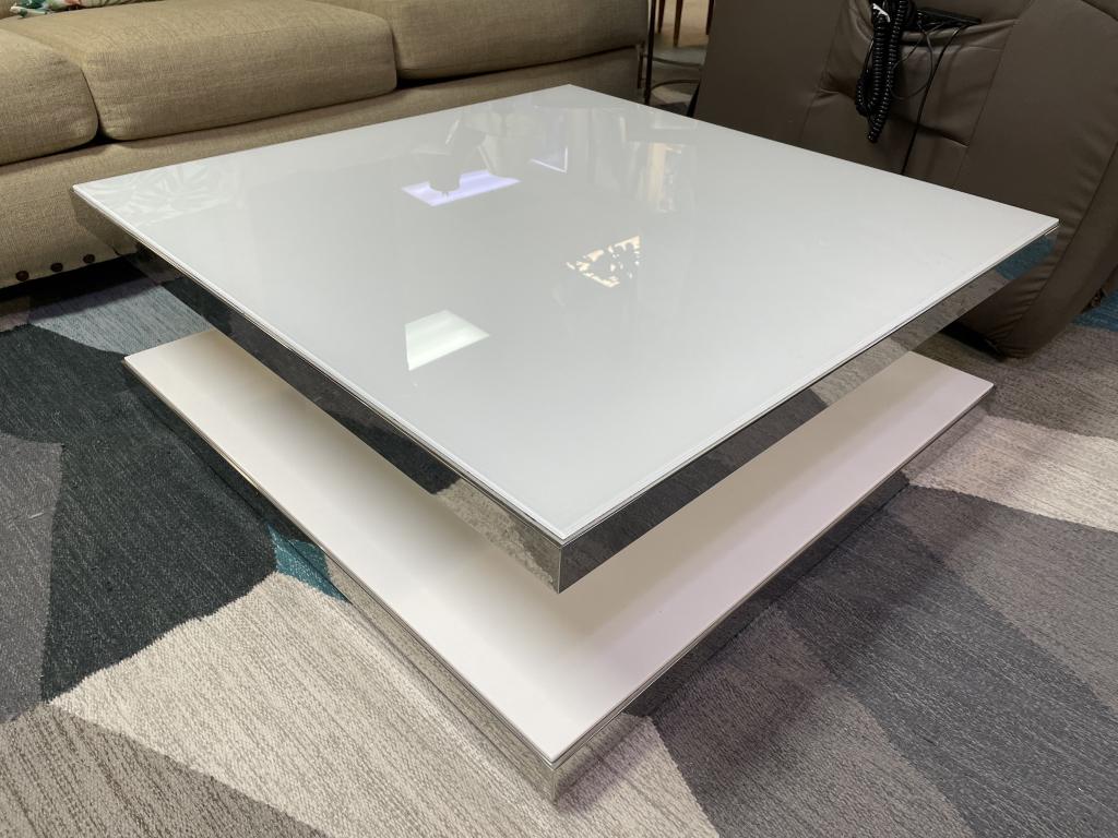 CONTEMPORARY WHITE & CHROME COFFEE TABLE 39" (1 of 7)