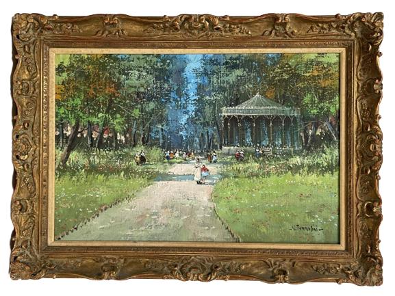 V. TOMMASINI FRENCH LANDSCAPE OIL PAINTING 45" (1 of 6)