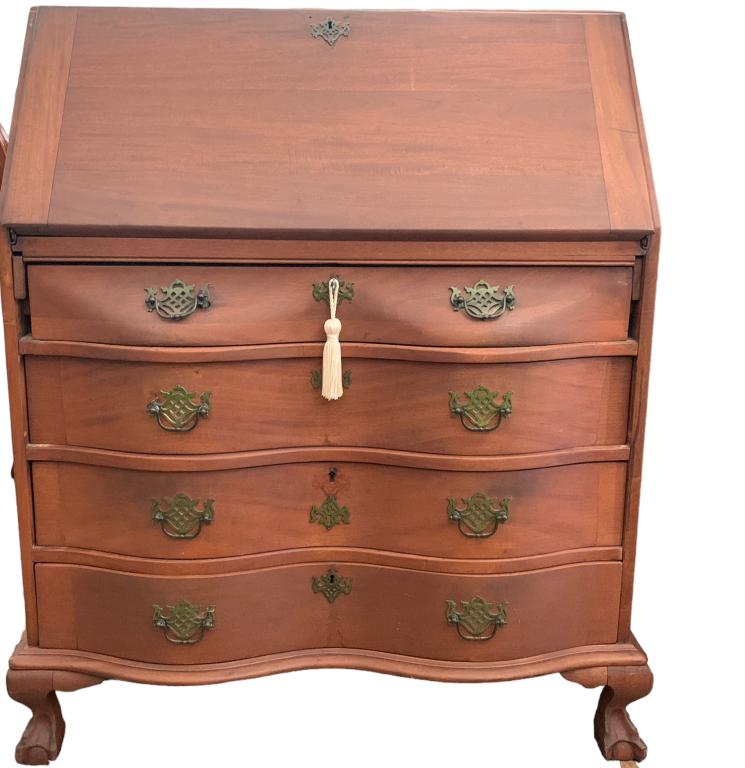 ANTIQ GOVERNOR WINTHROP DROP FRONT DESK 41" (1 of 9)
