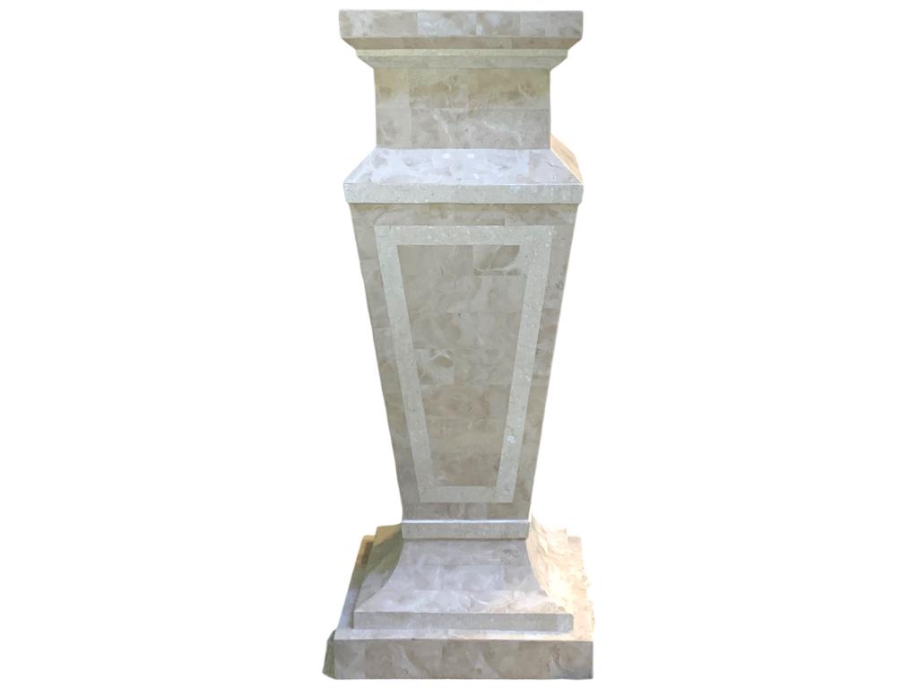 MID-MOD TESSELLATED STONE DECORATIVE PEDESTAL 35" (1 of 5)