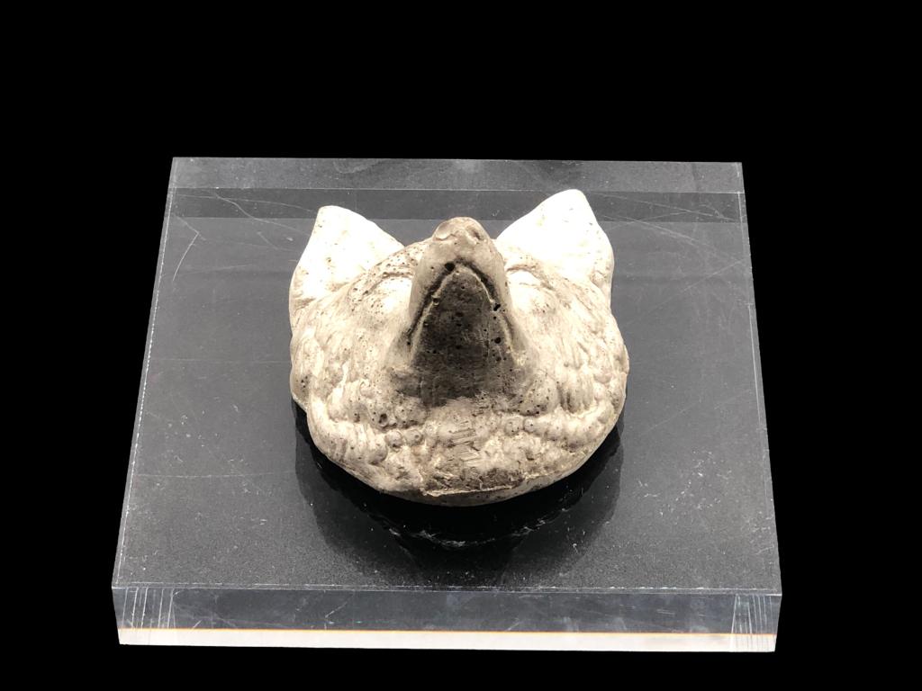 CONCRETE FOX FACE SCULPTURE ON LUCITE BASE (1 of 7)