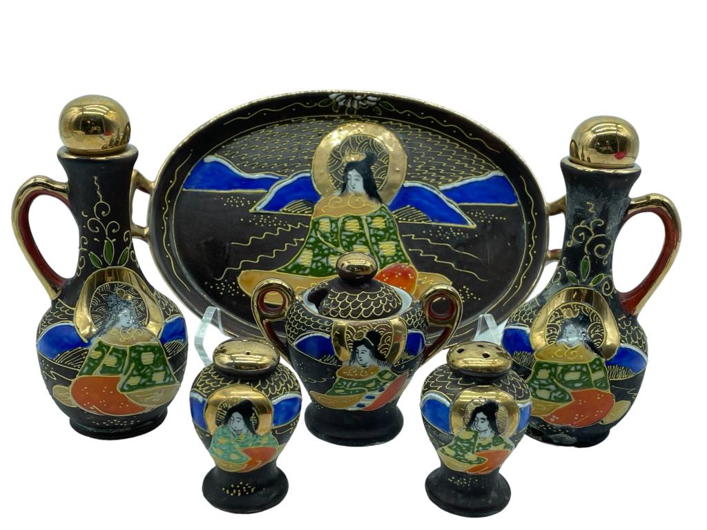 JAPANESE SATSUMA CERAMIC SERVING SET 6" (1 of 12)