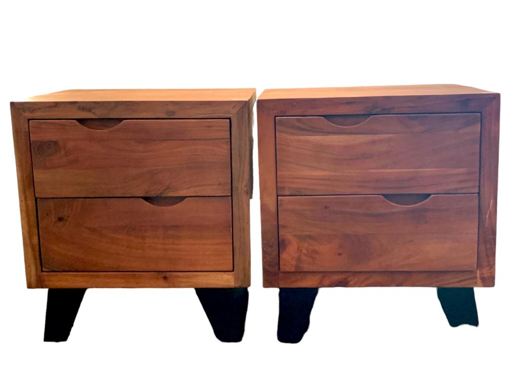 MID-MOD TEAK STYLE END TABLES BY MANOR & MEWS (2) (1 of 7)